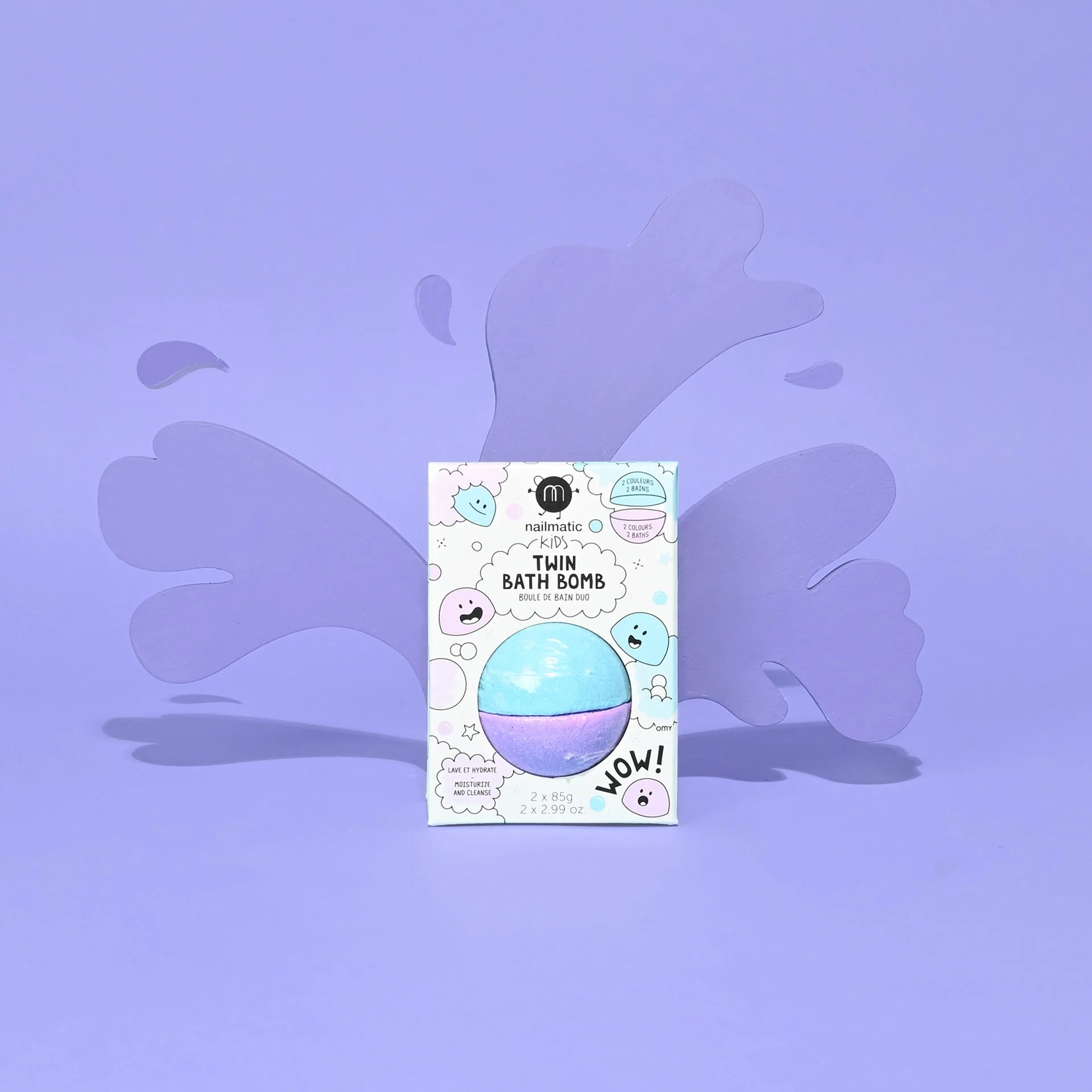 Nailmatic Bath Bomb for Kids DUOS Blue and Violet - Image 3