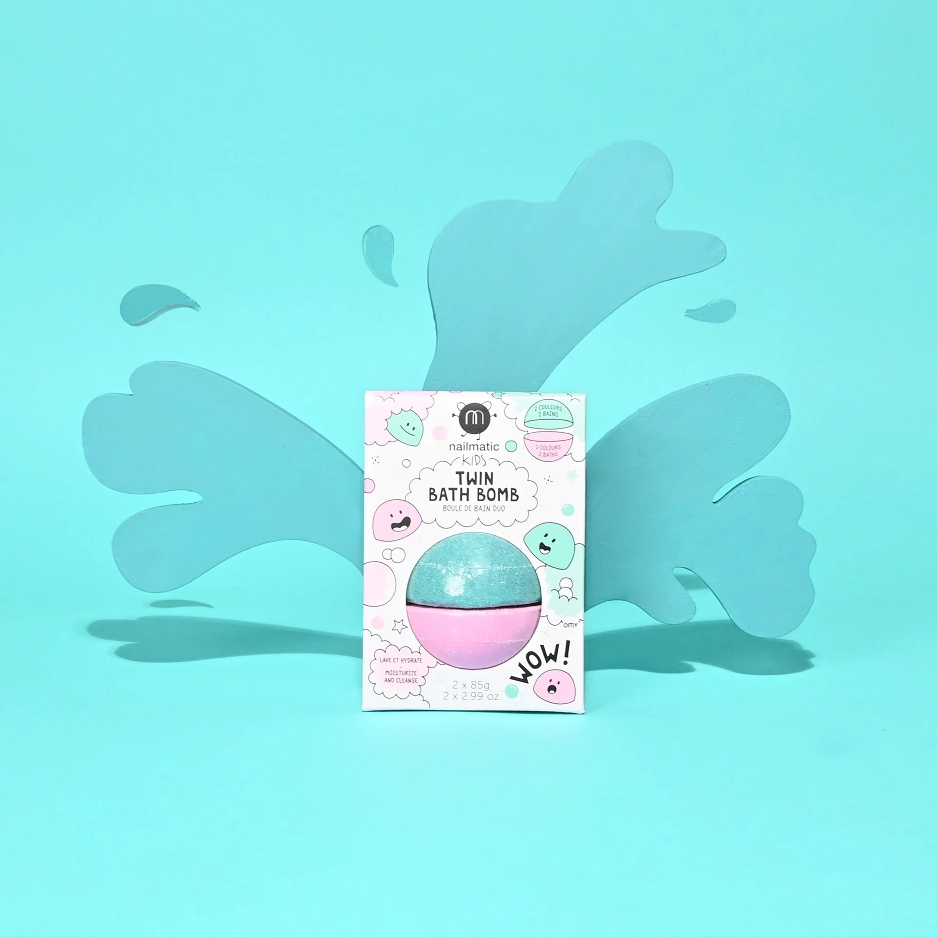 Nailmatic Bath Bomb for Kids DUOS Pink and Lagoon Green - Image 3