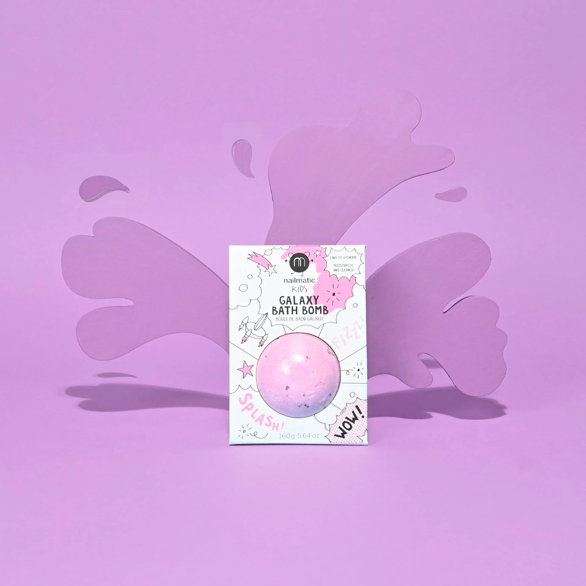 Nailmatic Bath Bomb for Kids GALAXY COSMIC Pink Purple Dots - Image 3