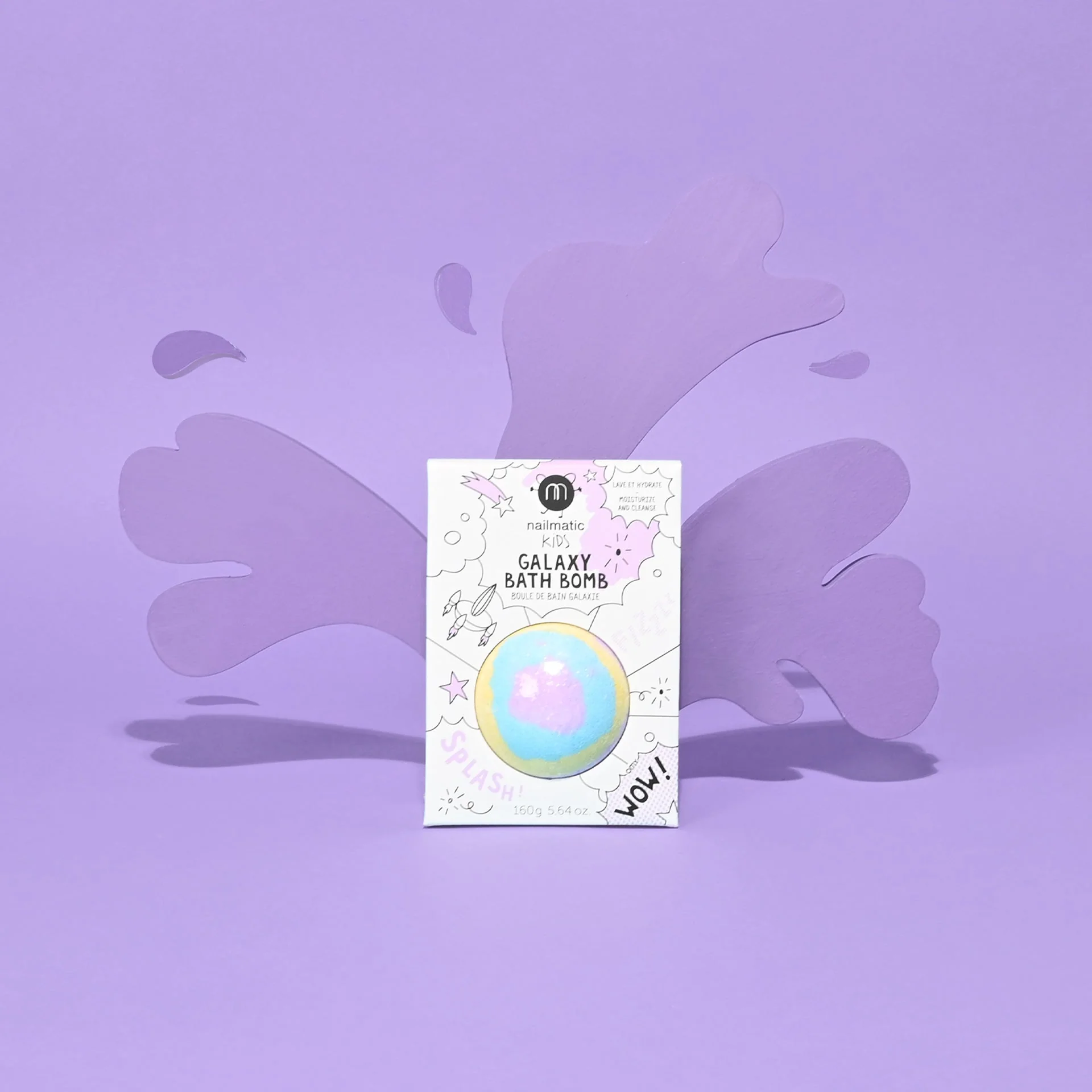 Nailmatic Bath Bomb for Kids GALAXY PULSAR Purple Yellow Blue - Image 3
