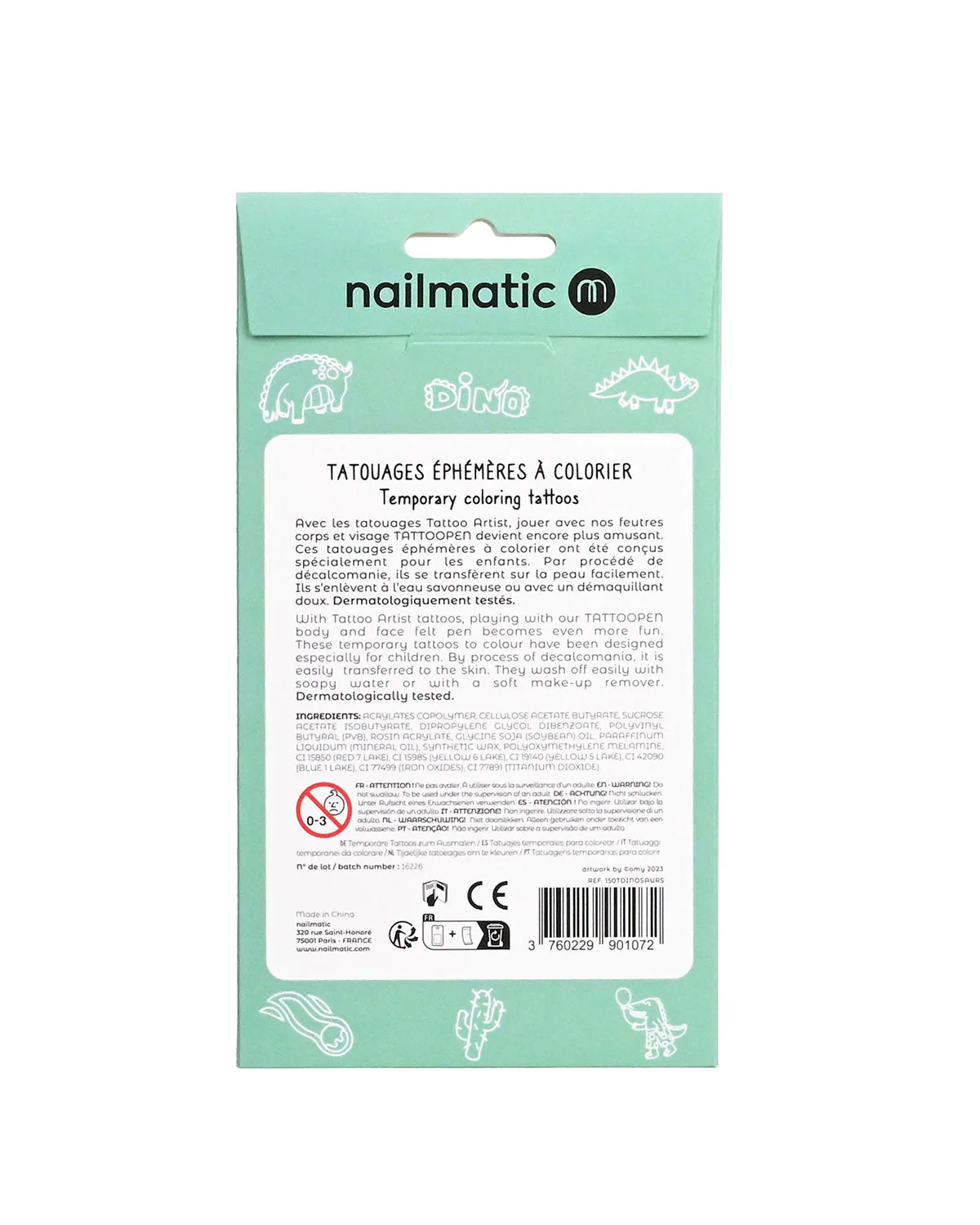 Nailmatic Tattoo Temporary for Kids DINOSAURS - Image 2