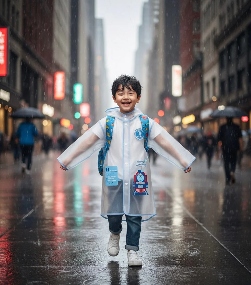 Ozznek Kids' Hooded Waterproof Raincoat- Lightweight & Durable - Image 3