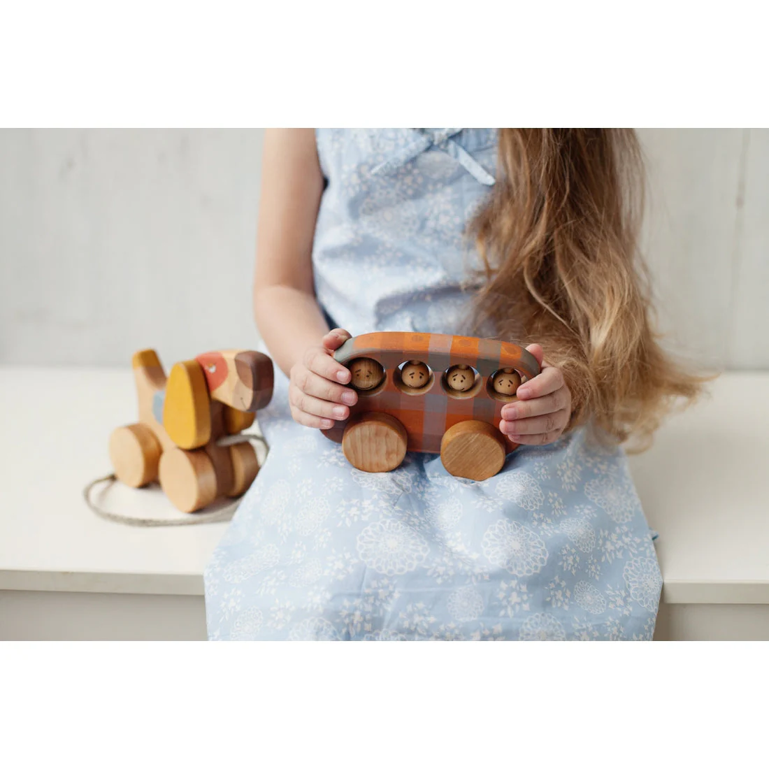 Wooden Toy Bus - Plaid - Image 3