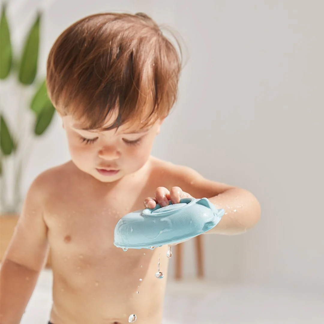 PlanToys Rubber Convertible Boat - Pastel Blue - Image 3