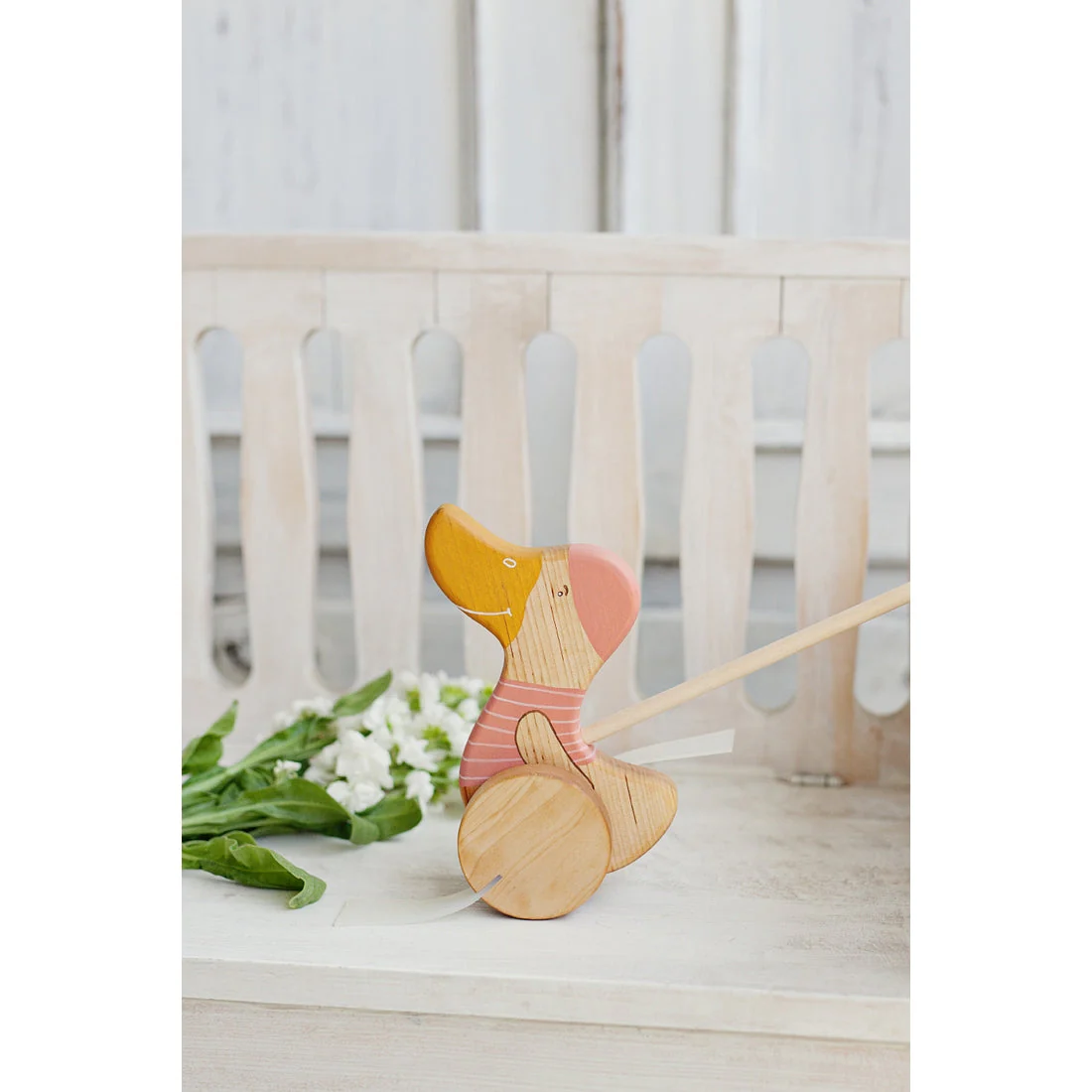 Wooden Push Duck - Pink - Image 3