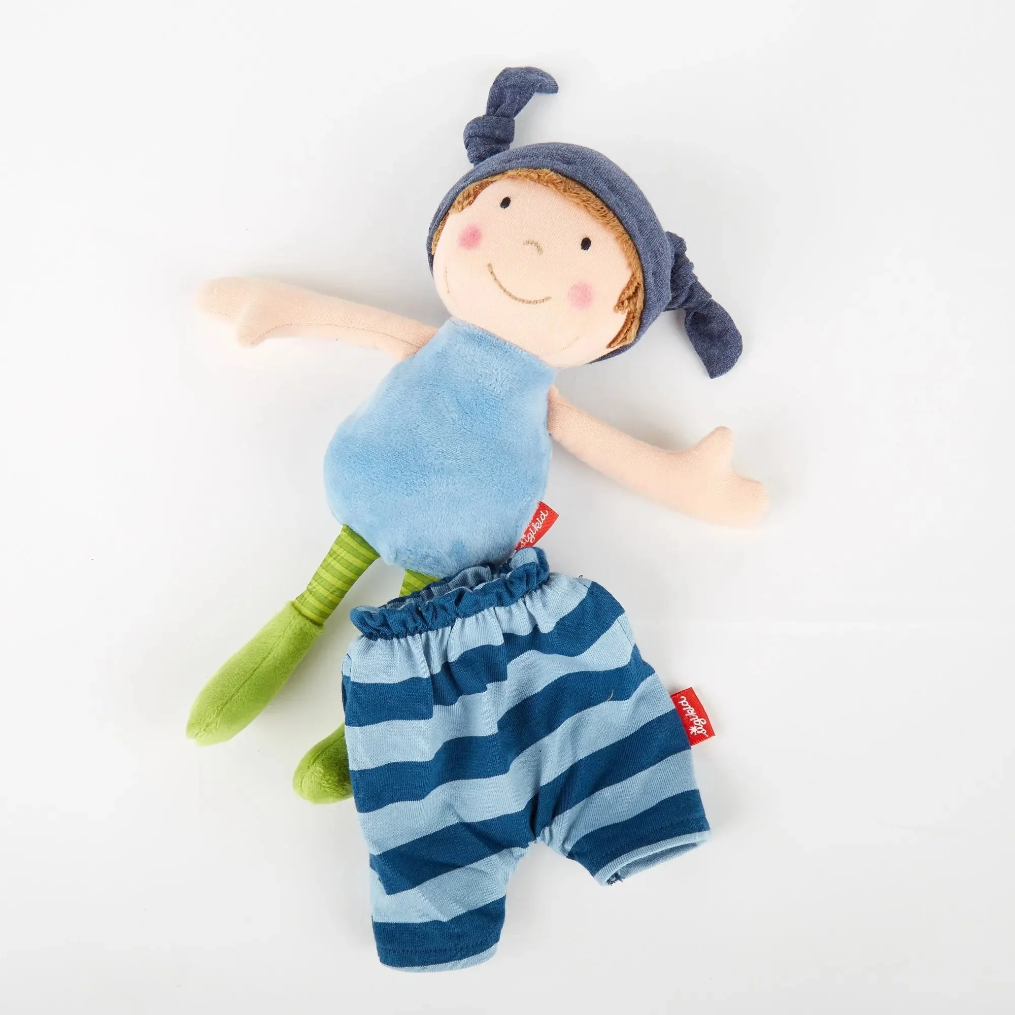 Sigikid Plush Doll with Blue Outfit - Image 6
