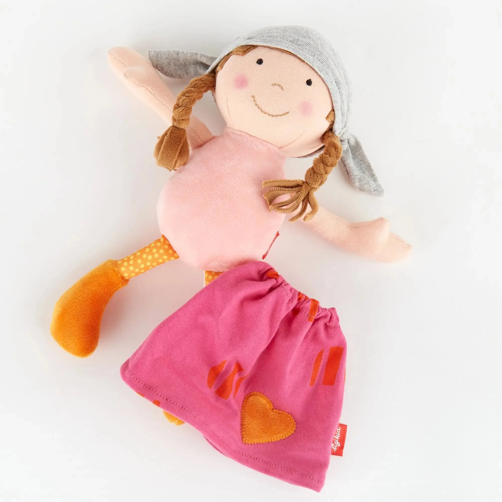 Sigikid Plush Doll with Pink Outfit - Image 4