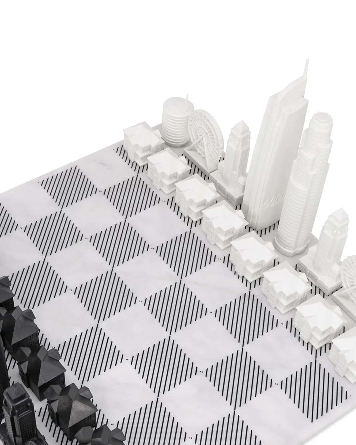 Skyline Chess Chess Set Acrylic LOS ANGELES Edition with Marble Hatch Board - Image 2