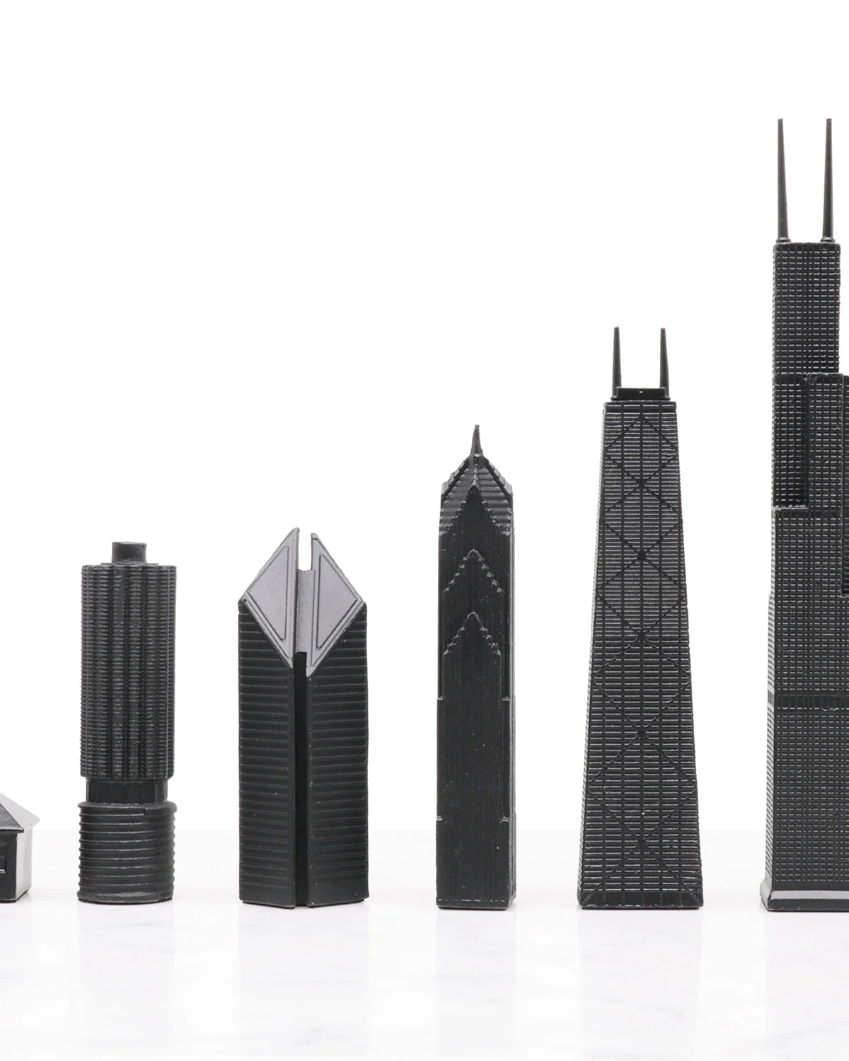 Skyline Chess Chess Set Stainless Steel CHICAGO Edition with Marble Hatch Board - Image 3