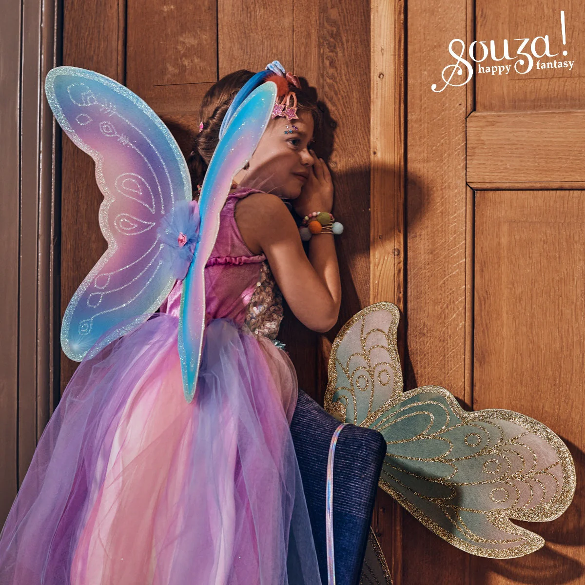 Souza Felicity Fairy Costume – Dress and Wings Set (pink & blue) - Image 3