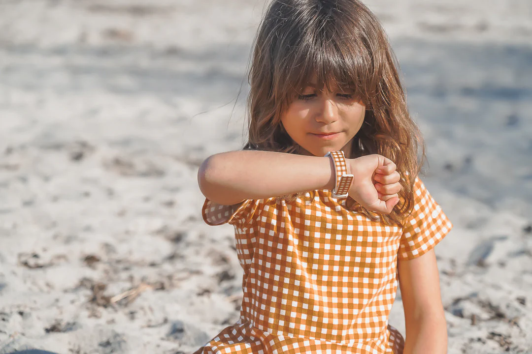 GRECH & CO.  Sweetheart Twirl Dress | Organic Cotton Jersey - Sienna Gingham - Image 5