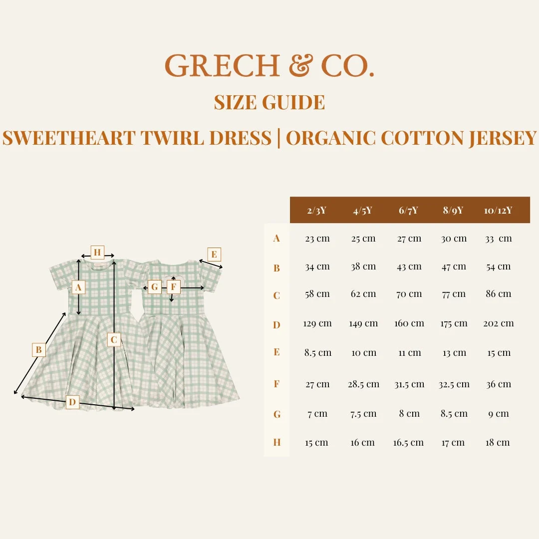 GRECH & CO.  Sweetheart Twirl Dress | Organic Cotton Jersey - Sienna Gingham - Image 6