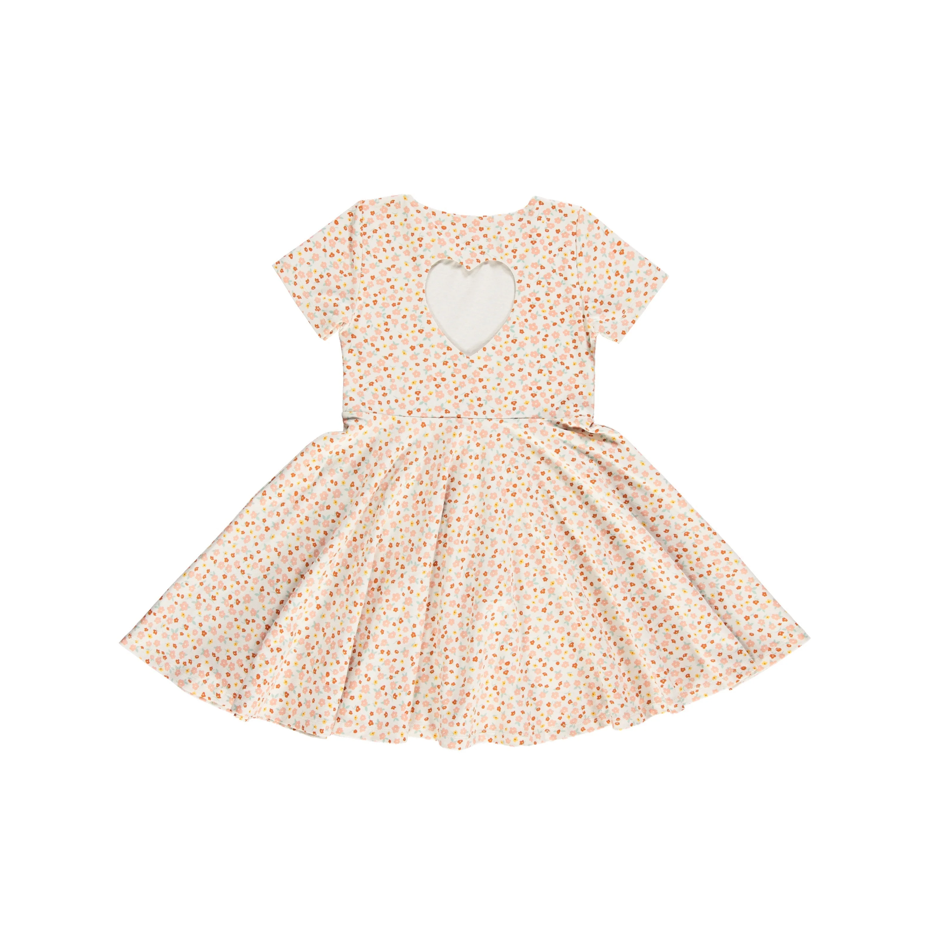 GRECH & CO.  Sweetheart Twirl Dress | Organic Cotton Jersey - Sunset Meadow - Image 6