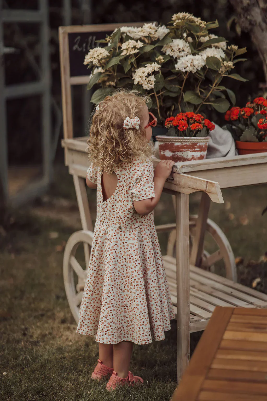 GRECH & CO.  Sweetheart Twirl Dress | Organic Cotton Jersey - Sunset Meadow - Image 7