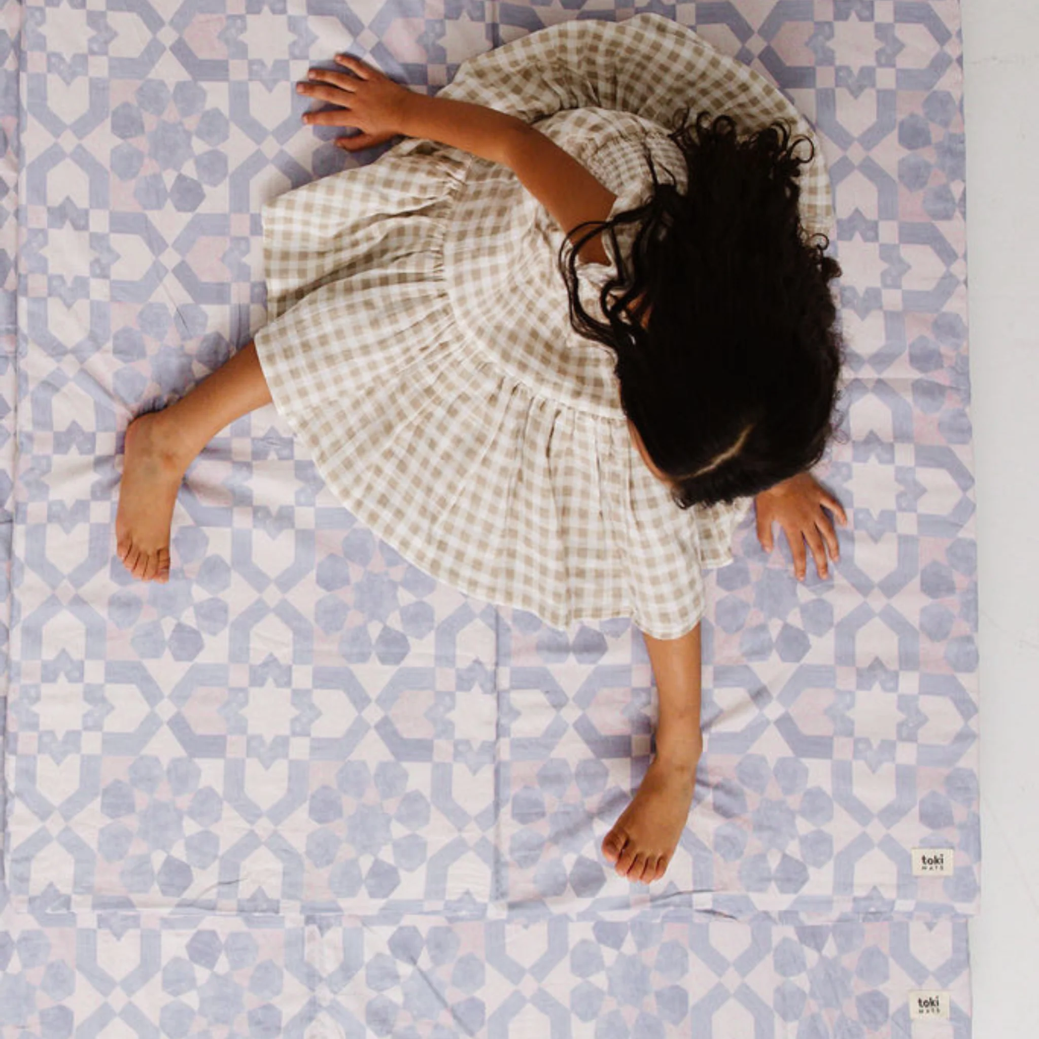 Toki Kids Blue Tile Organic Cotton Mat - Image 2