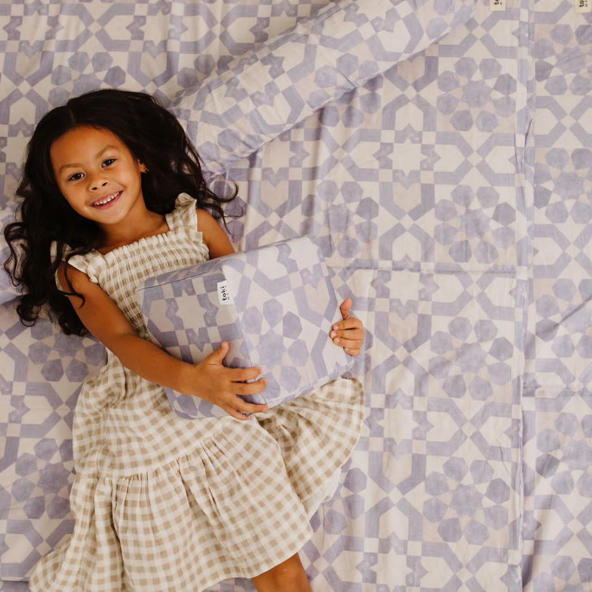 Toki Kids Blue Tile Organic Cotton Mat - Image 4