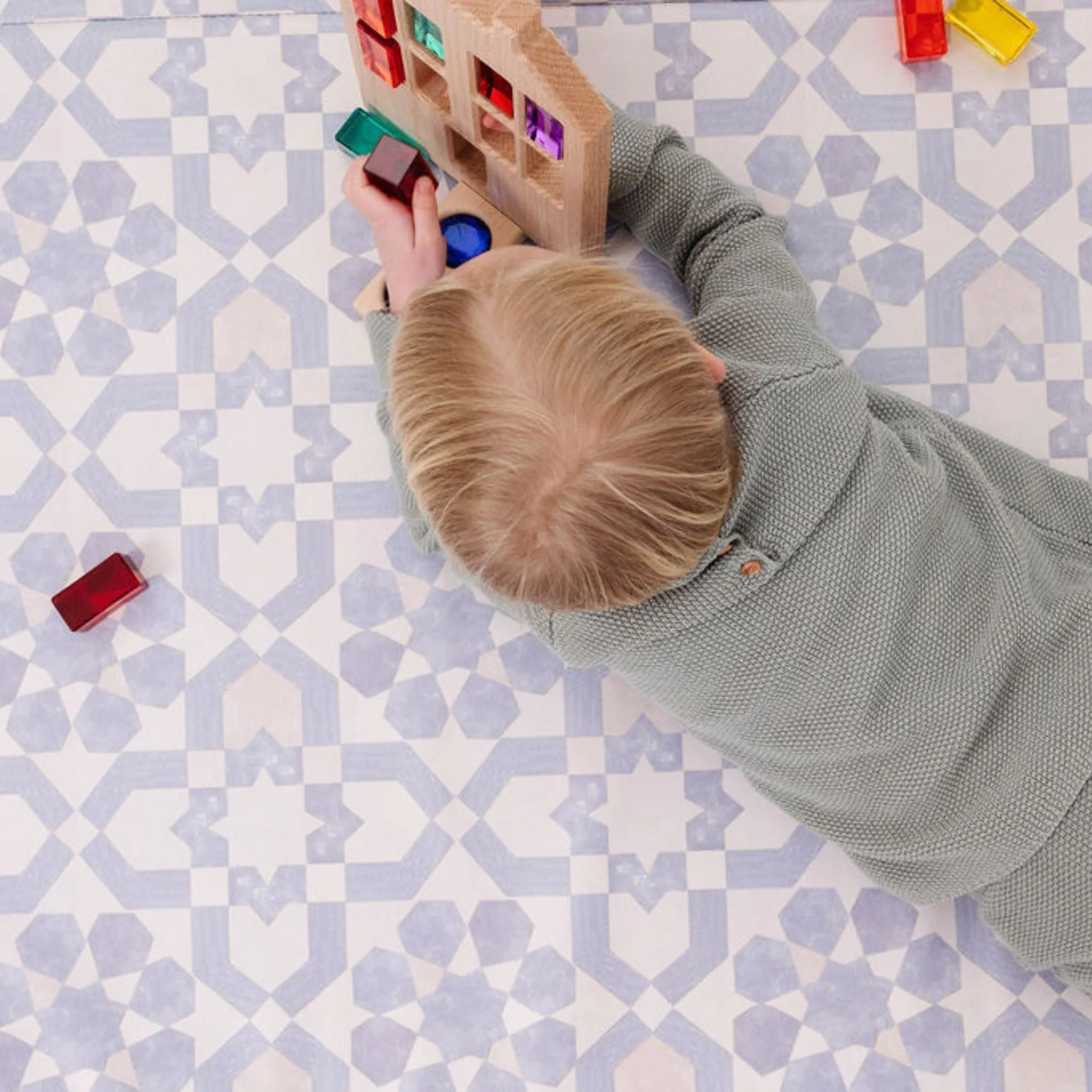Toki Kids Blue Tile Vegan Leather Mat - Image 13