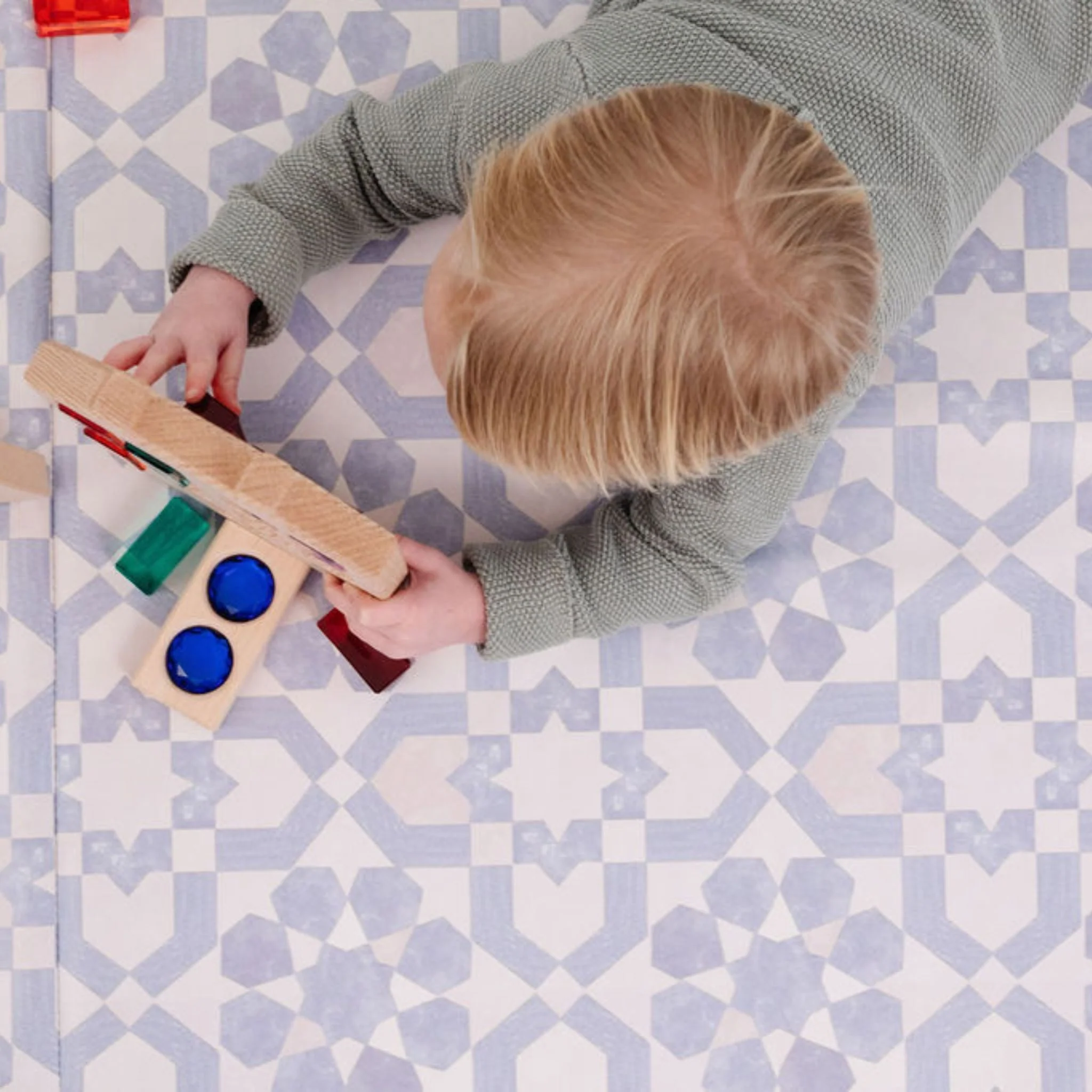 Toki Kids Blue Tile Vegan Leather Mat - Image 4