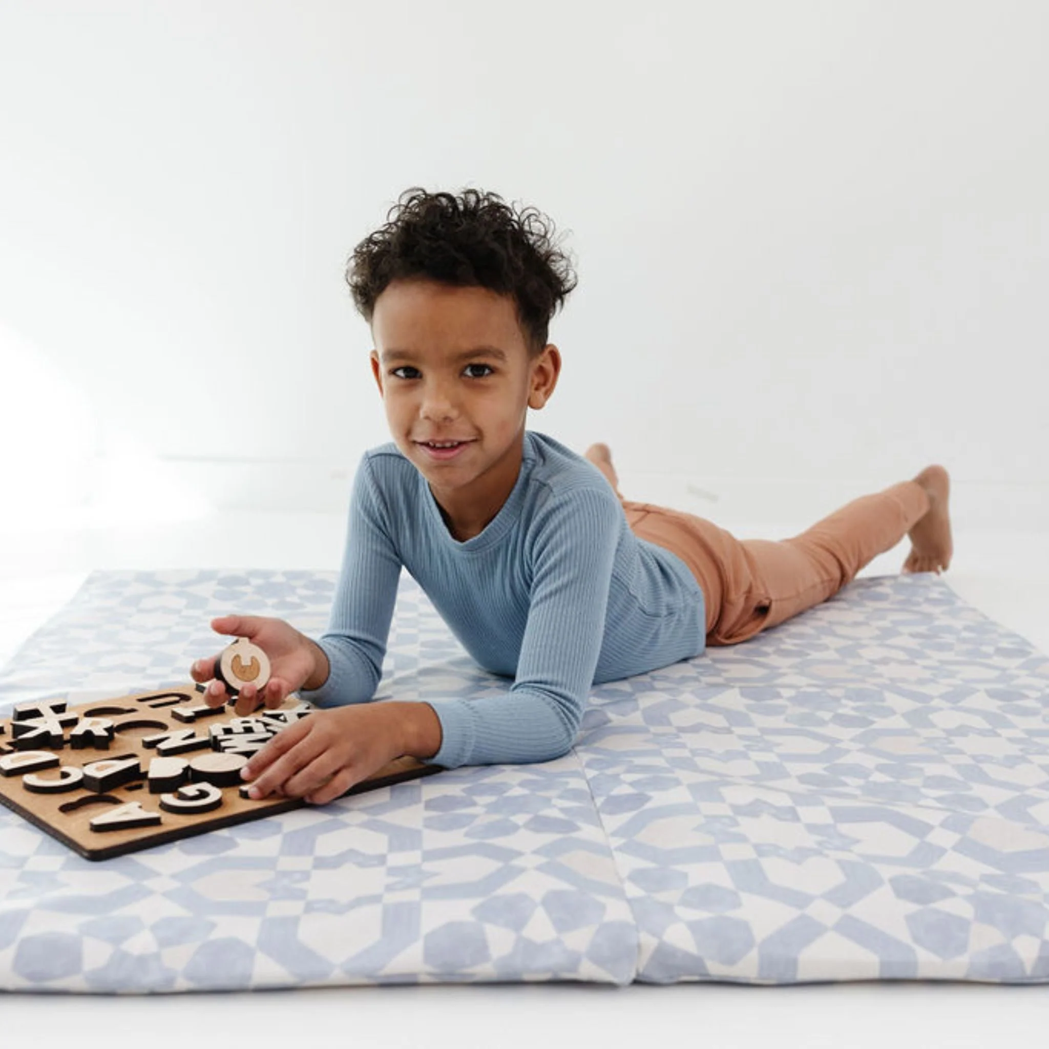 Toki Kids Blue Tile Vegan Leather Mat - Image 8