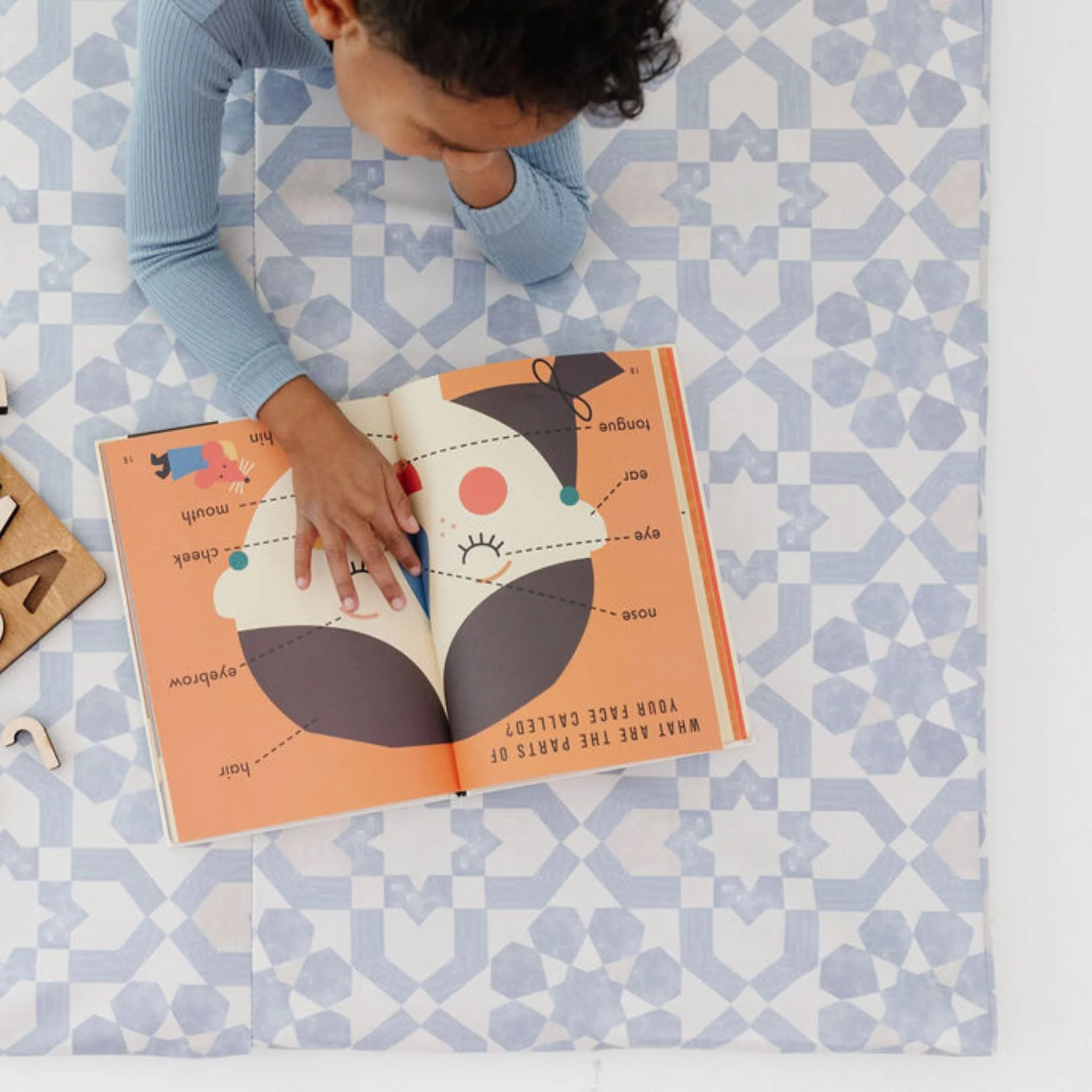 Toki Kids Blue Tile Vegan Leather Mat - Image 9