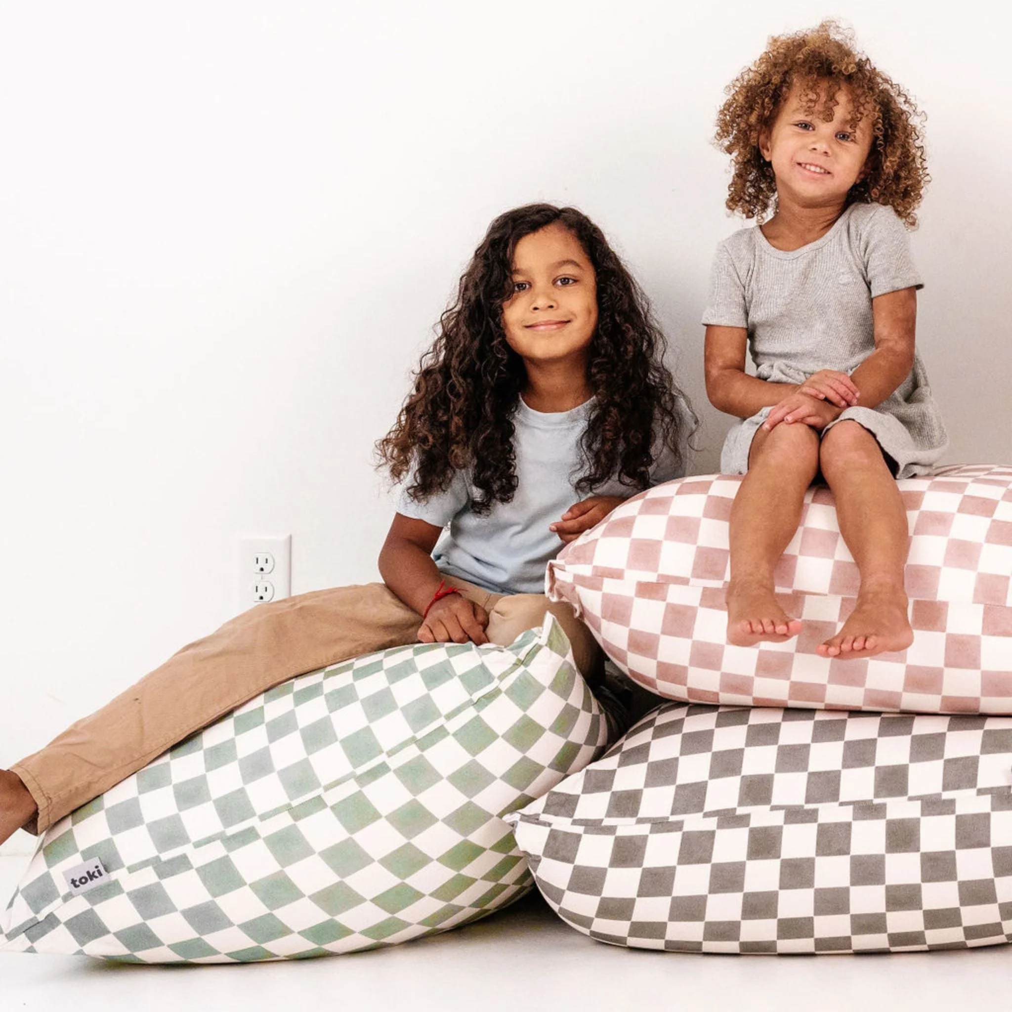 Toki Kids Checker Matcha Bean Bag - Image 4
