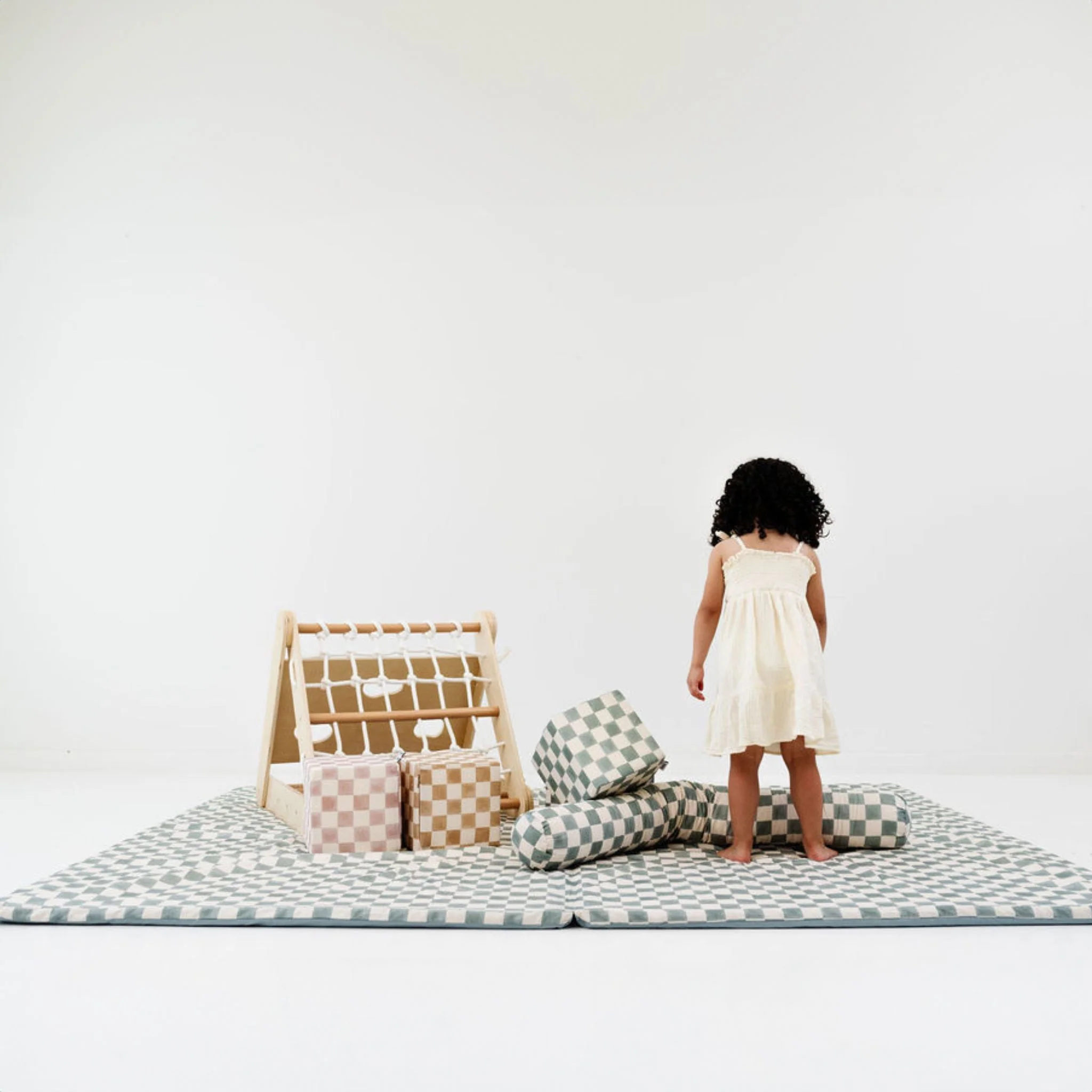 Toki Kids Checker Matcha Organic Cotton Mat - Image 13