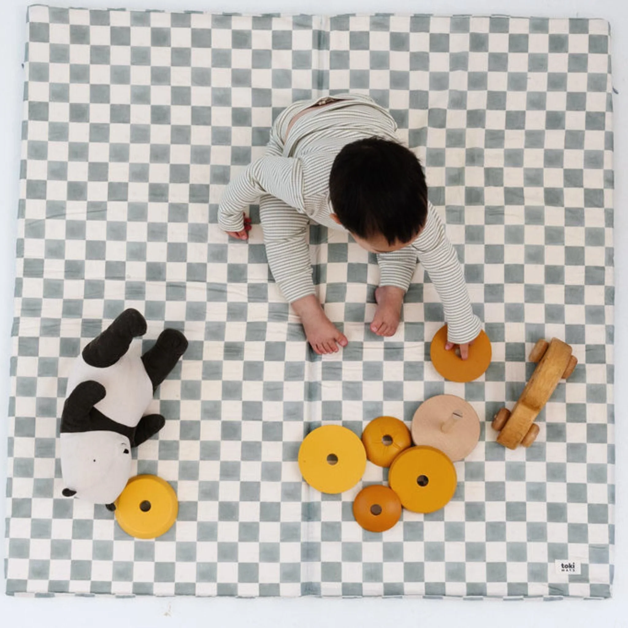 Toki Kids Checker Matcha Organic Cotton Mat - Image 2