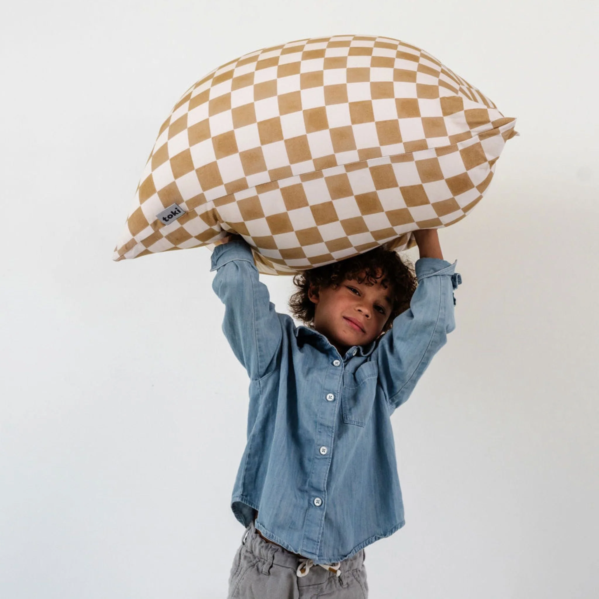 Toki Kids Checker Toffee Bean Bag - Image 3
