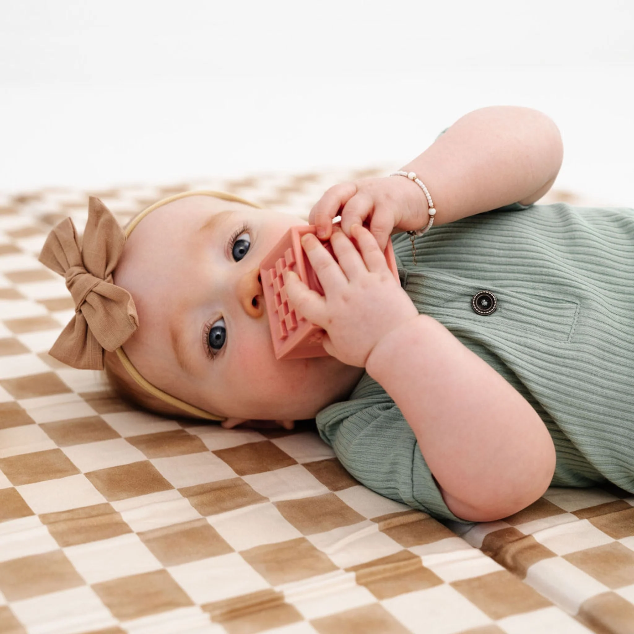 Toki Kids Checker Toffee Organic Cotton Mat - Image 3