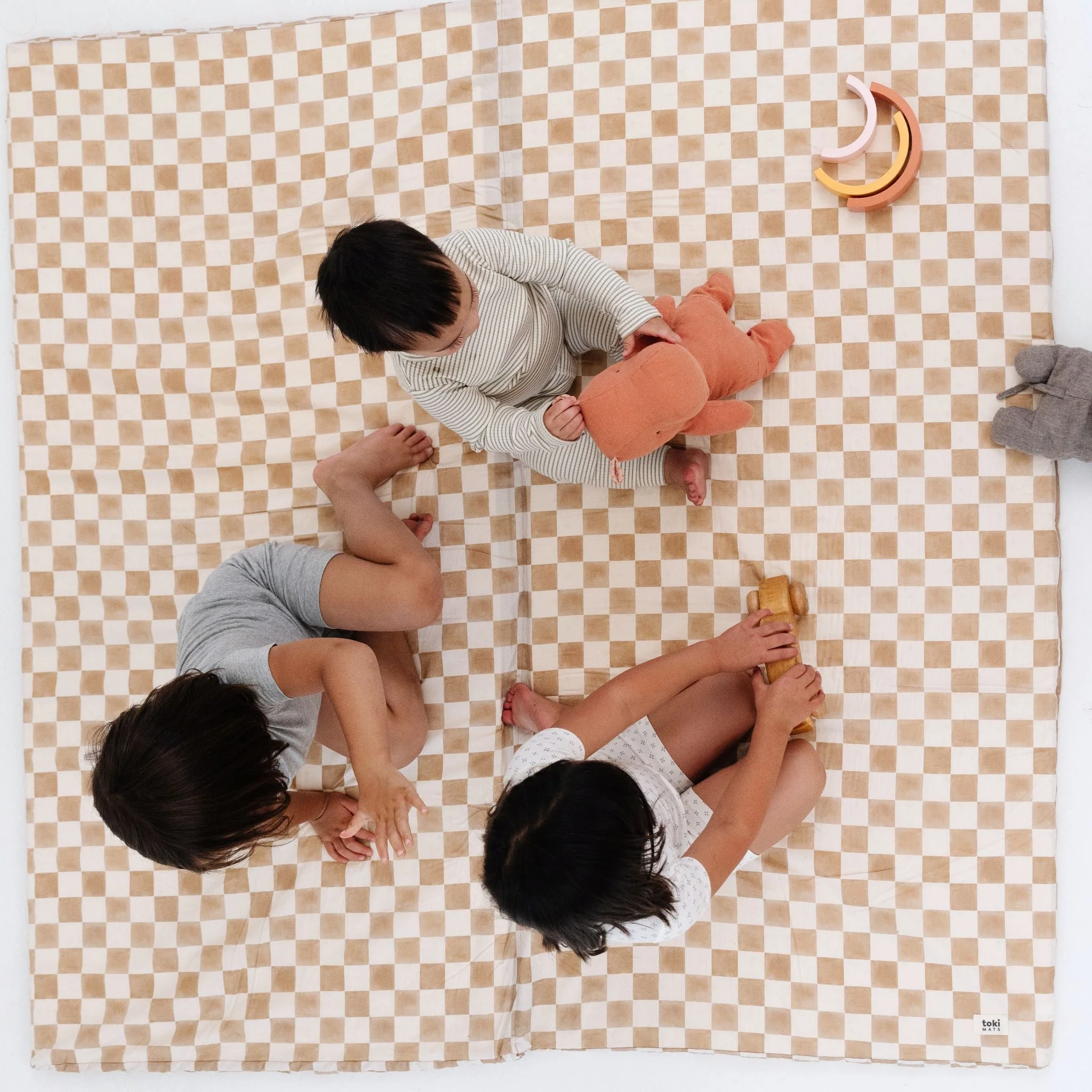Toki Kids Checker Toffee Organic Cotton Mat - Image 7