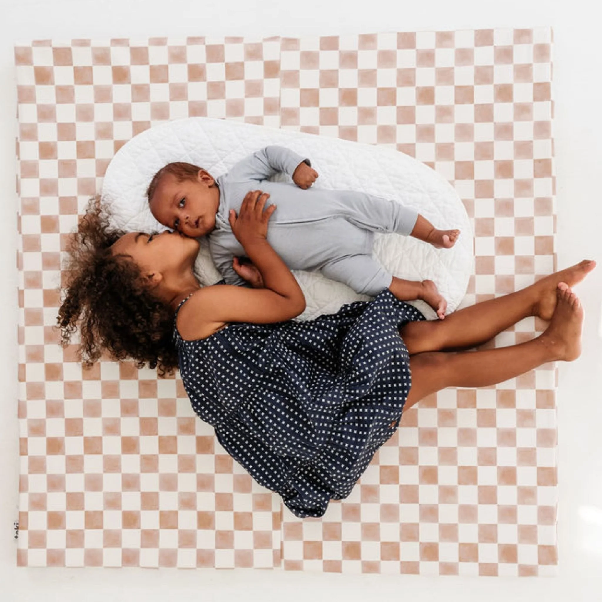 Toki Kids Checker Toffee Vegan Leather Mat - Image 2