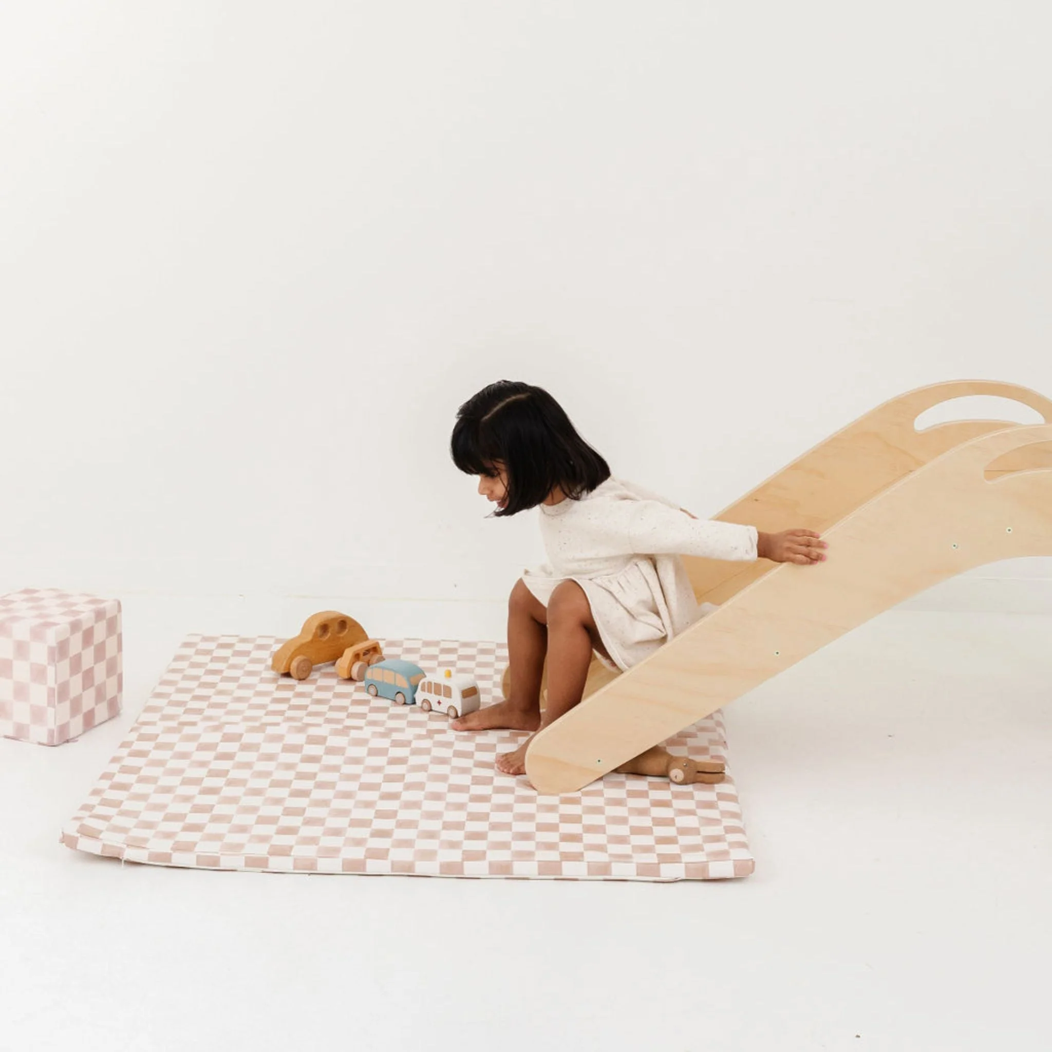 Toki Kids Checker Toffee Vegan Leather Mat - Image 3