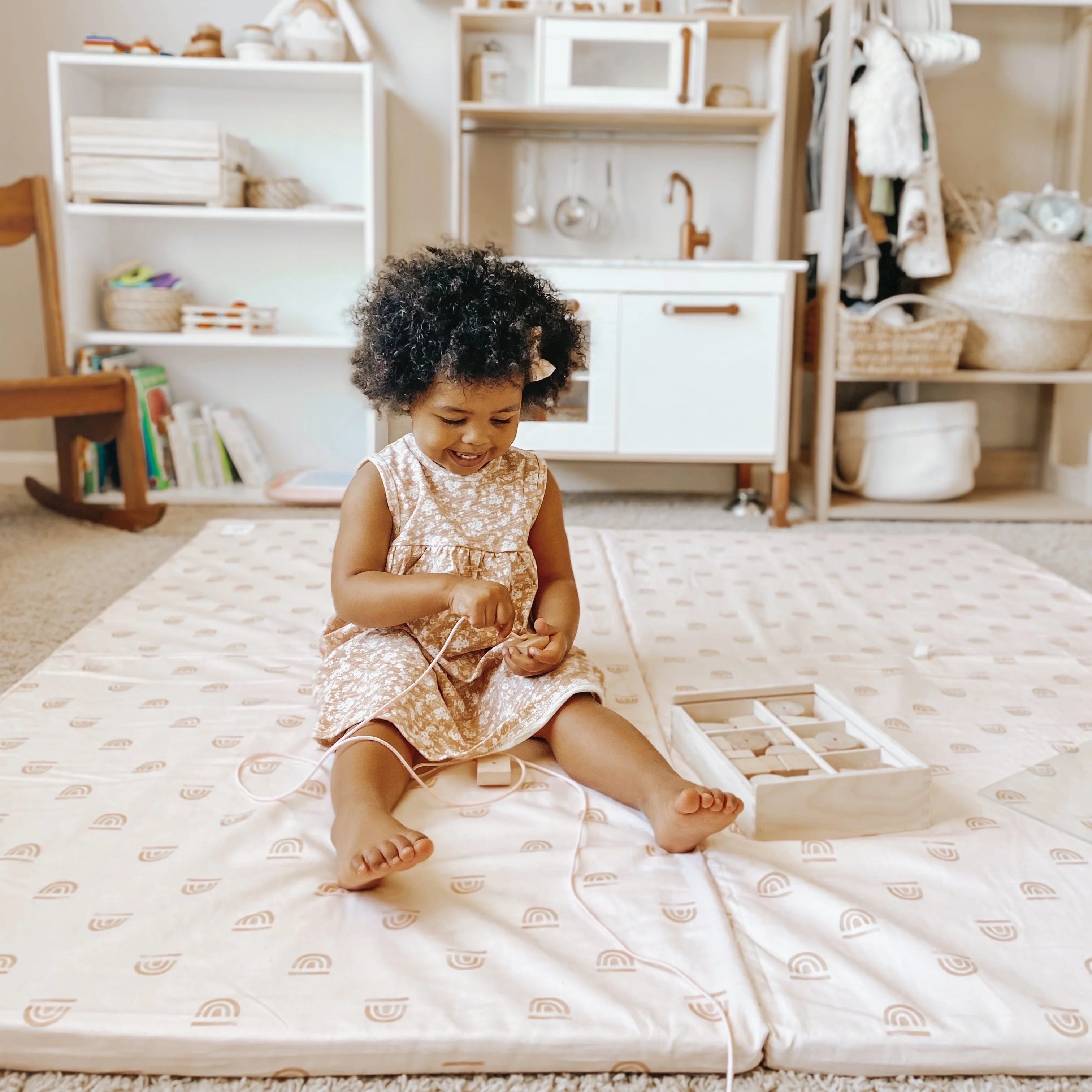 Toki Kids Rainbow Peach Organic Cotton Mat - Image 6