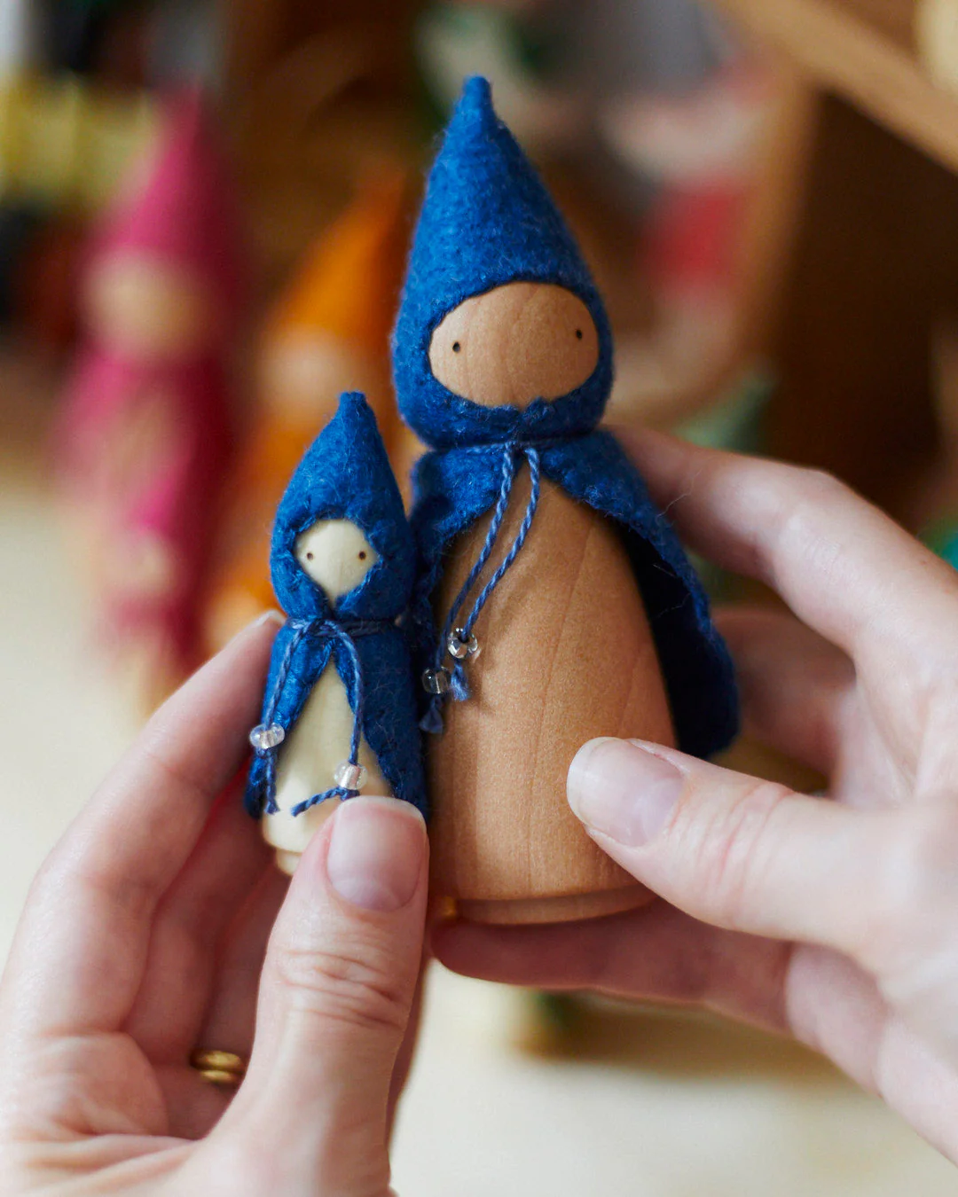 Wonderheart Mini Blue Wooden Gnome - Image 4