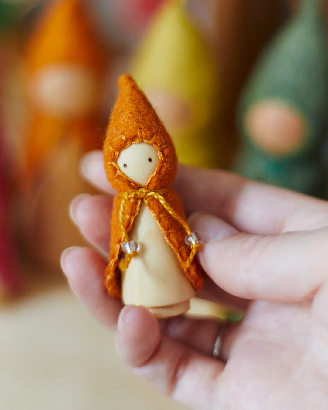 Wonderheart Mini Orange Wooden Gnome - Image 2