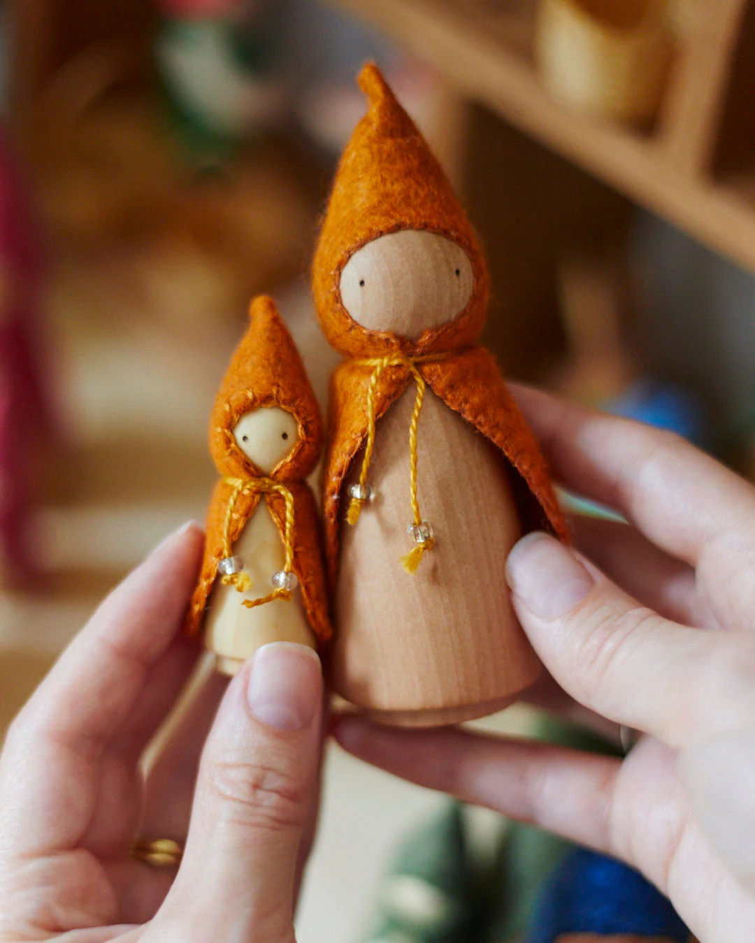 Wonderheart Mini Orange Wooden Gnome - Image 5