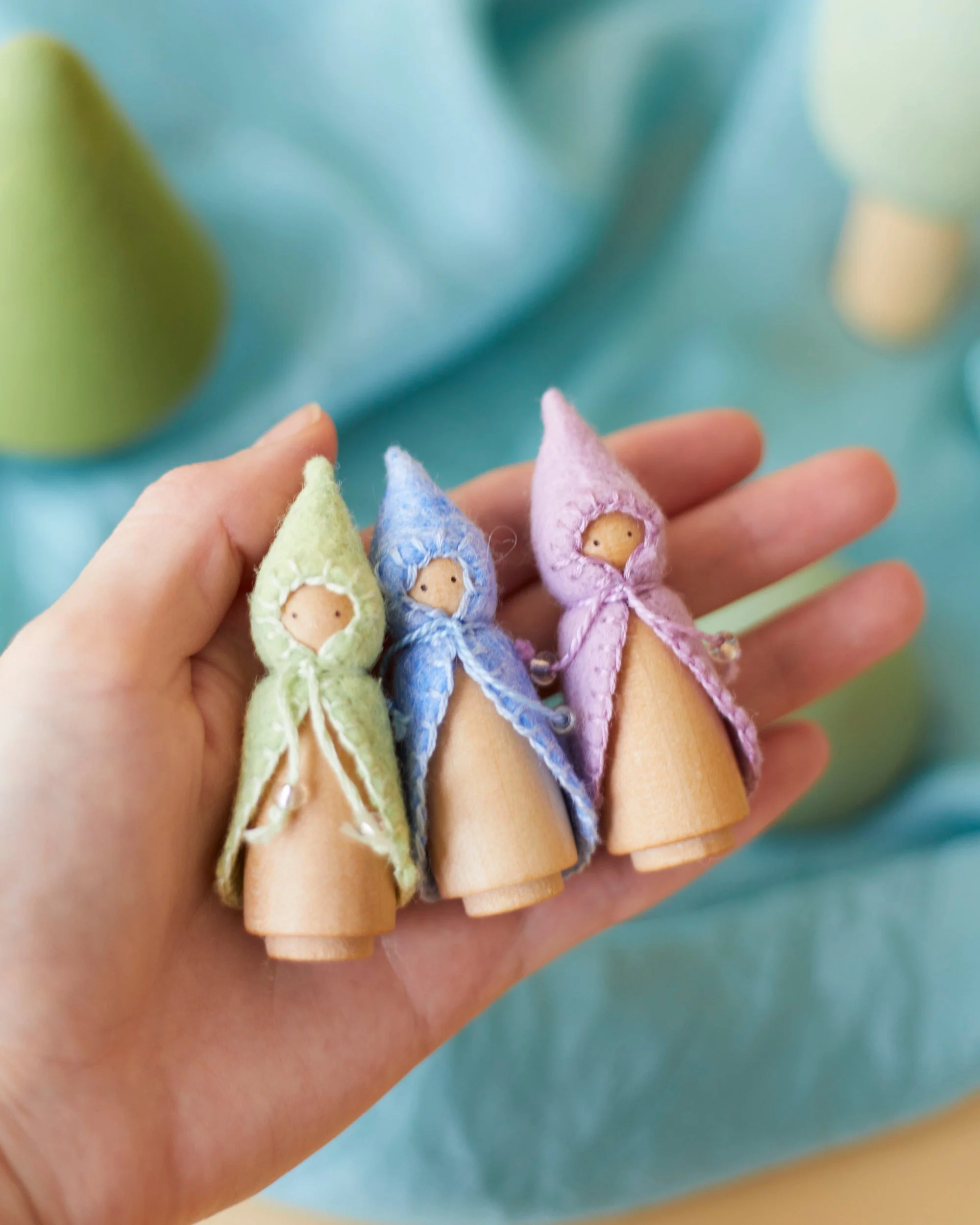 Wonderheart Mini Pastel Green Wooden Gnome - Image 11