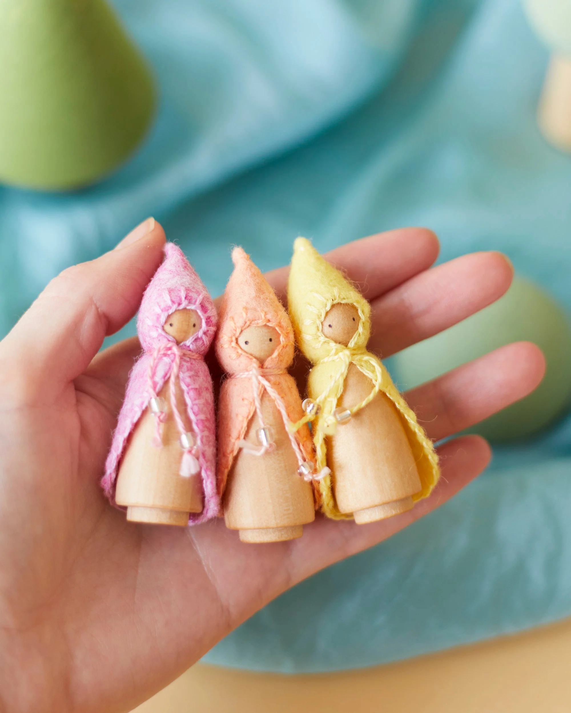 Wonderheart Mini Pastel Green Wooden Gnome - Image 8