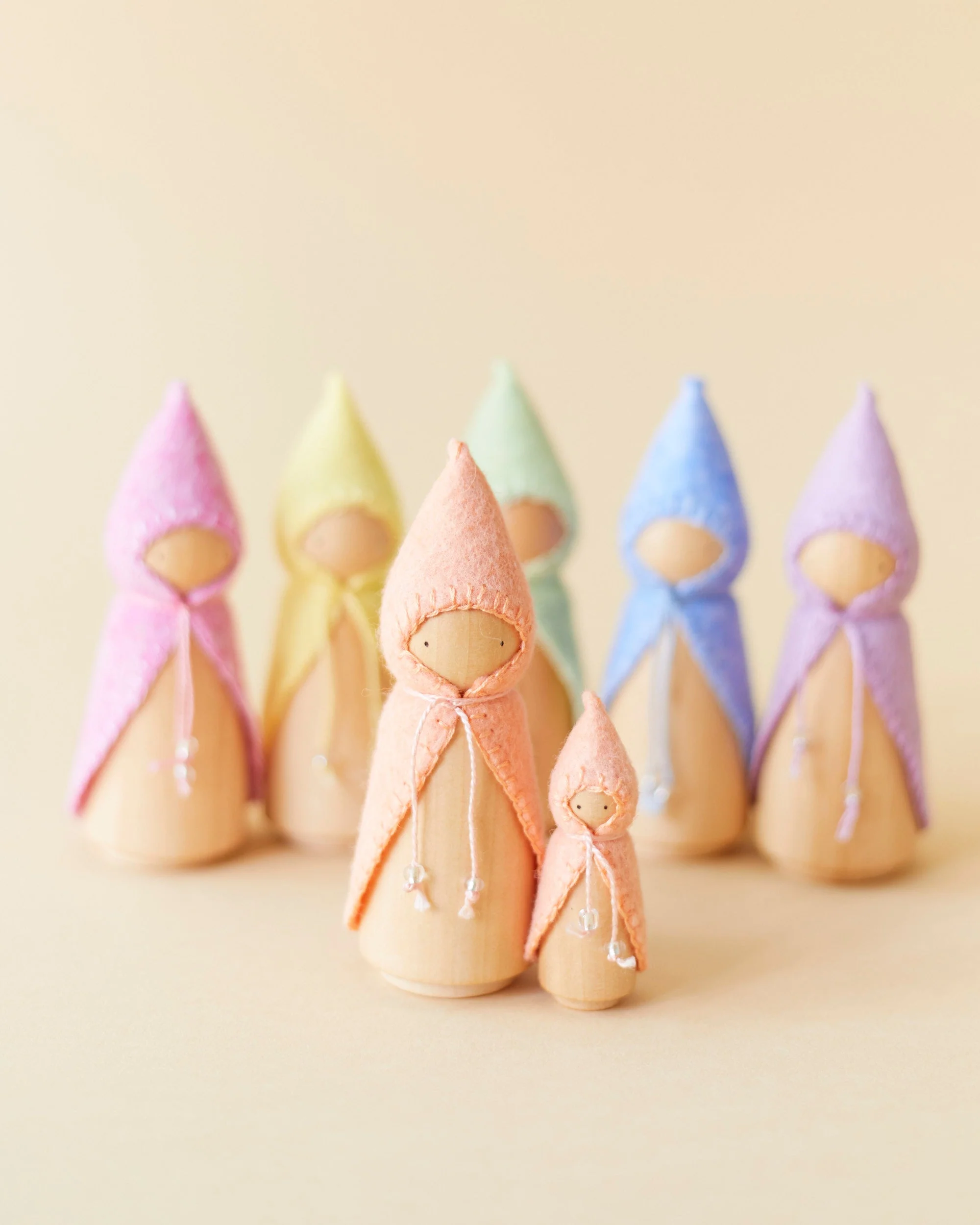 Wonderheart Mini Pastel Orange Wooden Gnome - Image 14