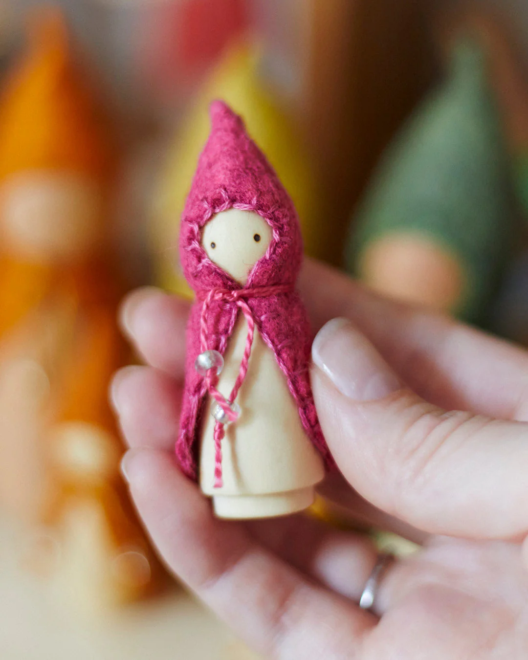 Wonderheart Mini Pink Wooden Gnome - Image 2