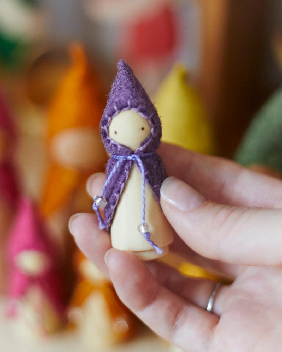 Wonderheart Mini Purple Wooden Gnome - Image 2