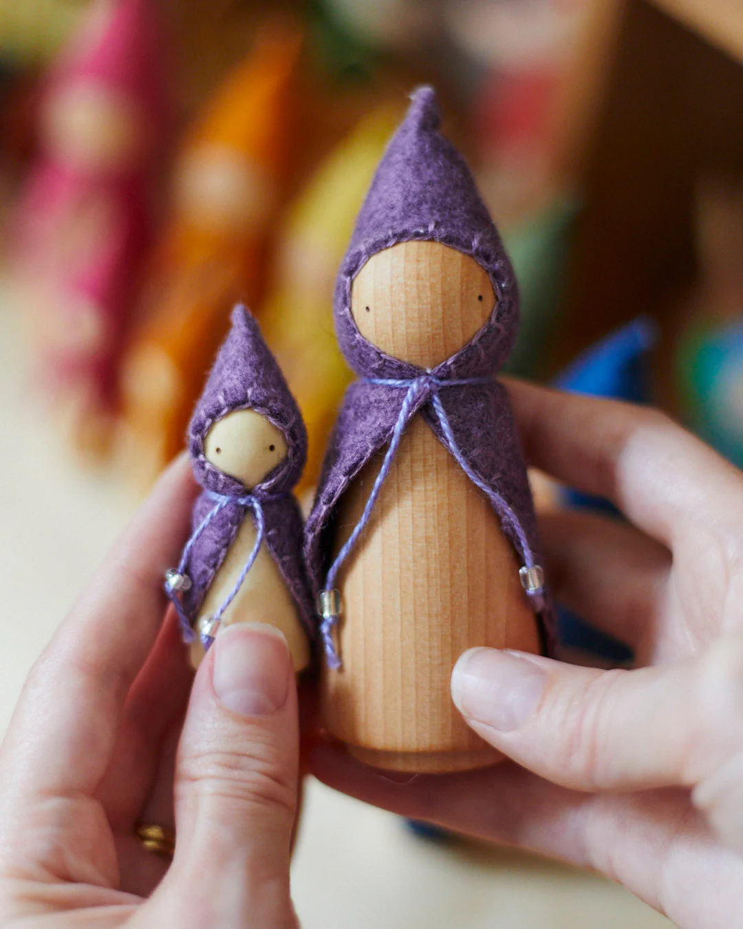 Wonderheart Mini Purple Wooden Gnome - Image 4